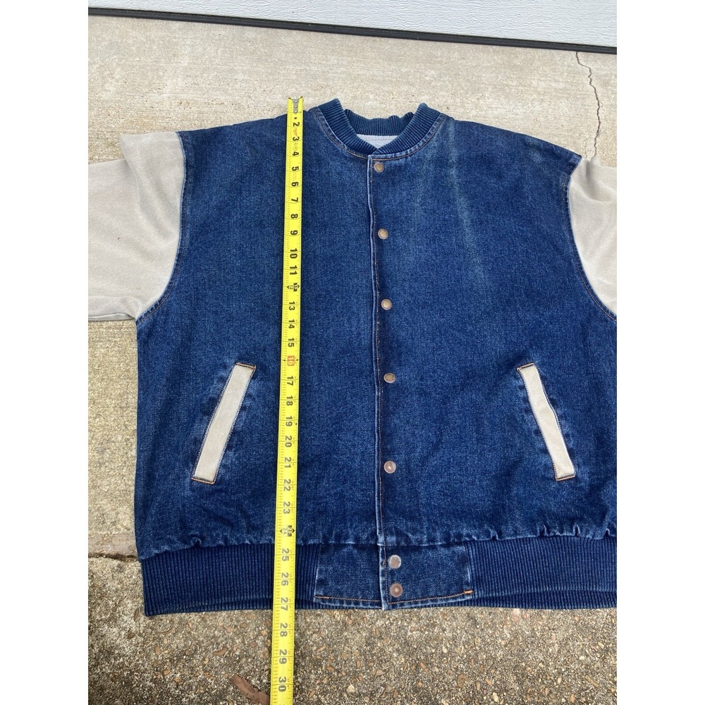 Vintage Diner Jean Jacket Mens Large L Blue Denim Varsity Cotton USA Made 90s - Picture 13 of 13